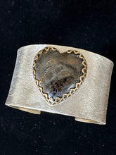 Load image into Gallery viewer, Large Pyrite Stone Heart Cuff