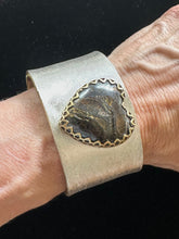 Load image into Gallery viewer, Large Pyrite Stone Heart Cuff