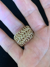 Load image into Gallery viewer, Pearl and 14k Gold-Fill Chainmail Ring