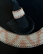 Load image into Gallery viewer, SOLD Rose Gold Fill and Sterling Silver Chainmail Bracelet or Cuff