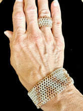 Load image into Gallery viewer, SOLD Rose Gold Fill and Sterling Silver Chainmail Bracelet or Cuff