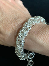 Load image into Gallery viewer, Sterling Silver Byzantine Chain Mail Bracelet with Heavy Gauge Wire