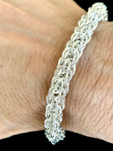 Load image into Gallery viewer, Candy Cane Chainmail Bracelet in Sterling Silver