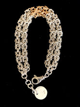 Load image into Gallery viewer, Sterling Silver Byzantine Chainmail Bracelet with 14K Gold Fill-SOLD