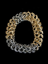 Load image into Gallery viewer, Chainmail Tubular Bangle in Steel and Brass--SOLD