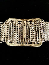 Load image into Gallery viewer, Vintage Cut Steel Buckle on Steel Chainmail Cuff