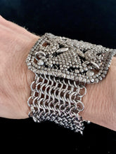 Load image into Gallery viewer, Vintage Cut Steel Buckle on Steel Chainmail Cuff