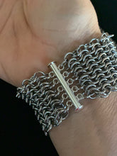 Load image into Gallery viewer, Vintage Cut Steel Buckle on Steel Chainmail Cuff