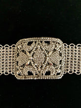 Load image into Gallery viewer, Vintage Cut Steel Buckle on Steel Chainmail Cuff