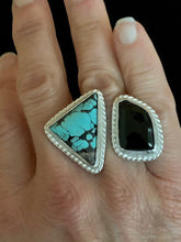 Load image into Gallery viewer, Double Ring with Turquoise and Onyx