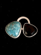 Load image into Gallery viewer, SOLD Double Turquoise and Onyx Pendant on Viking Knit Chain