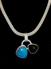 Load image into Gallery viewer, SOLD Double Turquoise and Onyx Pendant on Viking Knit Chain