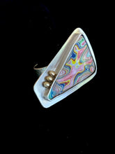Load image into Gallery viewer, Adjustable Fordite Ring with Gold Balls