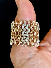 Load image into Gallery viewer, Gold and Sterling Silver Chainmail Ring