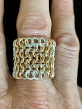 Load image into Gallery viewer, Gold and Sterling Silver Chainmail Ring