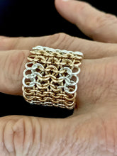 Load image into Gallery viewer, Gold and Sterling Silver Chainmail Ring