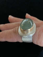 Load image into Gallery viewer, Custom Hollow Form Ring in Sterling Silver with 14k Gold Bezel