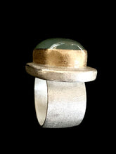 Load image into Gallery viewer, Custom Hollow Form Ring in Sterling Silver with 14k Gold Bezel