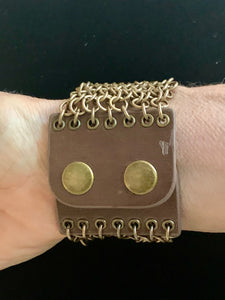 Brass Chainmail Cuff with Vintage Fox Hunting Rosette