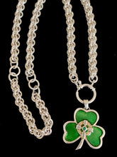 Load image into Gallery viewer, Shamrock Pendant on Sterling Silver Chainmail Necklace