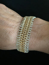 Load image into Gallery viewer, Silver and Gold European 4 in 1 Chainmail Cuff