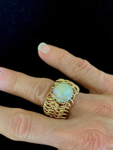 Pearl and 14k Gold-Fill Chainmail Ring