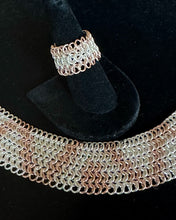 Load image into Gallery viewer, Rose Gold Fill and Sterling Silver Chainmail Ring
