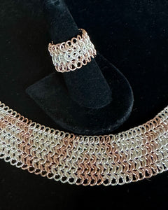 Rose Gold Fill and Sterling Silver Chainmail Bracelet or Cuff