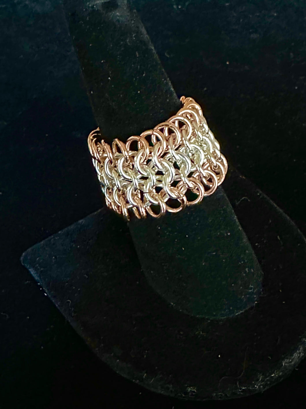 Rose Gold Fill and Sterling Silver Chainmail Ring