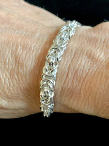 Sterling Silver Byzantine Chainmail Bracelet--Small Gauge Wire