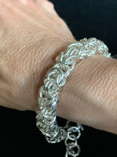 Load image into Gallery viewer, Sterling Silver Byzantine Chain Mail Bracelet with Heavy Gauge Wire
