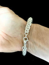 Load image into Gallery viewer, Candy Cane Chainmail Bracelet in Sterling Silver
