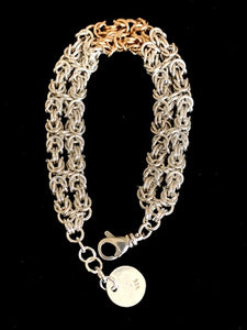 Sterling Silver Byzantine Chainmail Bracelet with 14K Gold Fill-SOLD