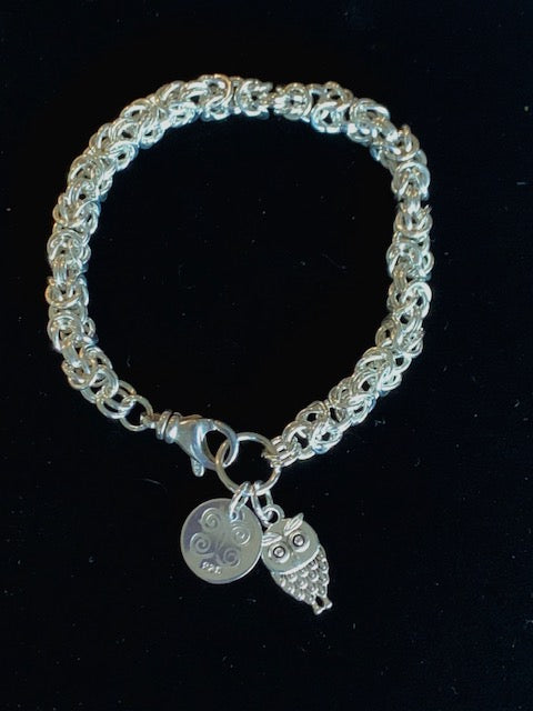 Sterling silver Byzantine chainmail bracelet-Medium Gauge Wire