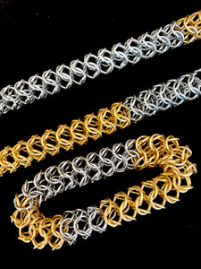 Chainmail Tubular Necklace in Steel and Brass
