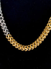 Load image into Gallery viewer, Chainmail Tubular Necklace in Steel and Brass
