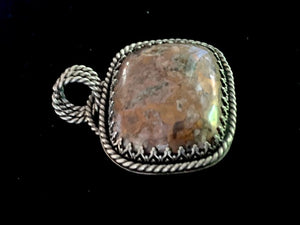 Copper Cabochon Pendant in Sterling Silver