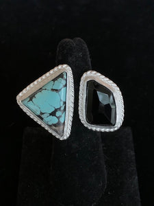 Double Ring with Turquoise and Onyx