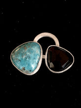 Load image into Gallery viewer, SOLD Double Turquoise and Onyx Pendant on Viking Knit Chain

