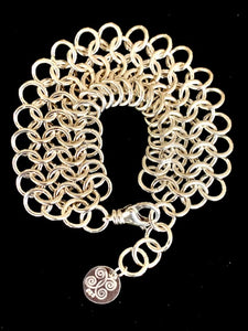 Sterling Silver Flat Weave Chainmail Bracelet in Heavy Gauge Wire
