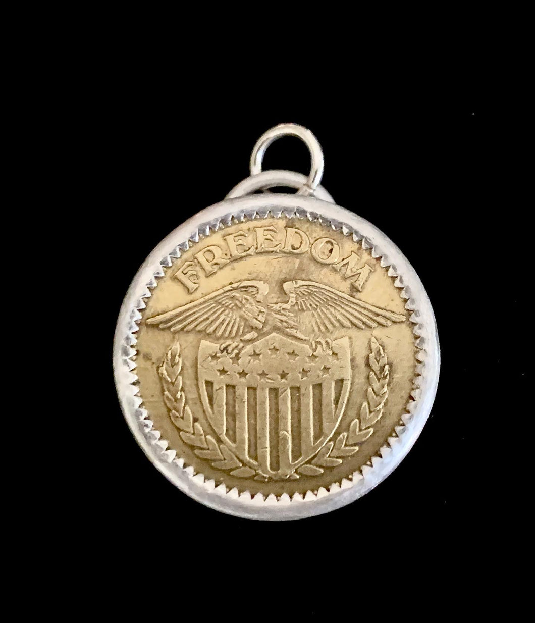 Sterling Silver and Brass Token/Coin Pendant with large clasp