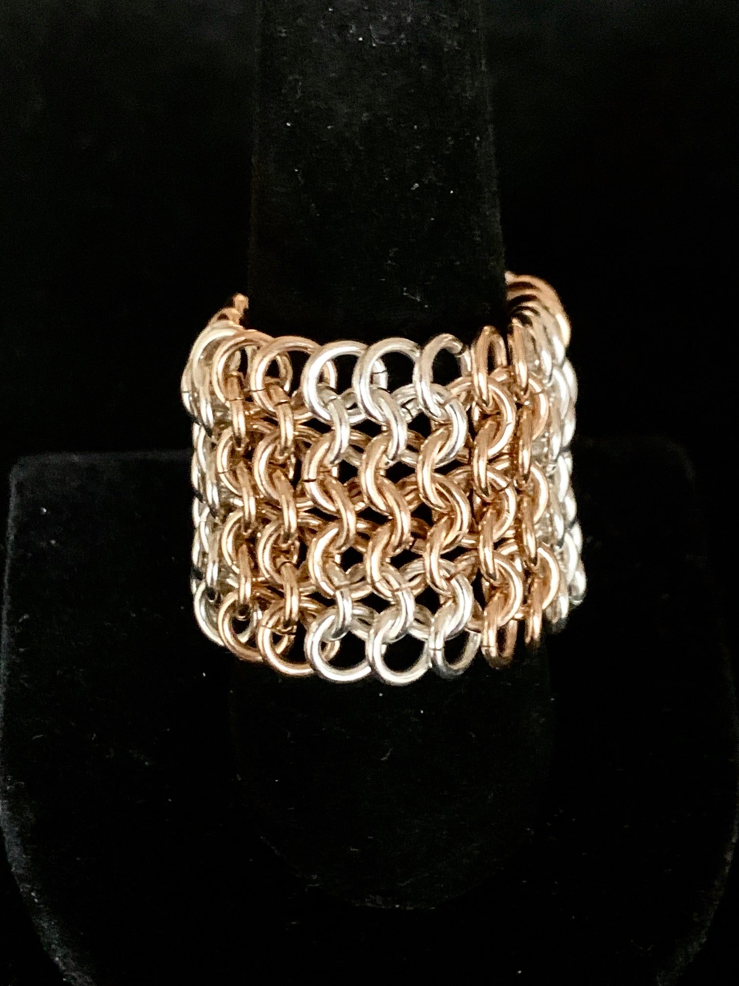 Gold and Sterling Silver Chainmail Ring – DC Designs Jewelry