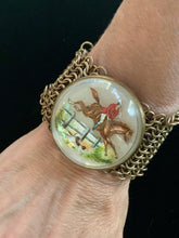 Load image into Gallery viewer, Brass Chainmail Cuff with Vintage Fox Hunting Rosette
