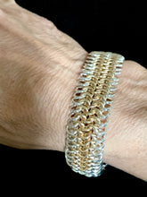 Load image into Gallery viewer, Silver and Gold European 4 in 1 Chainmail Cuff
