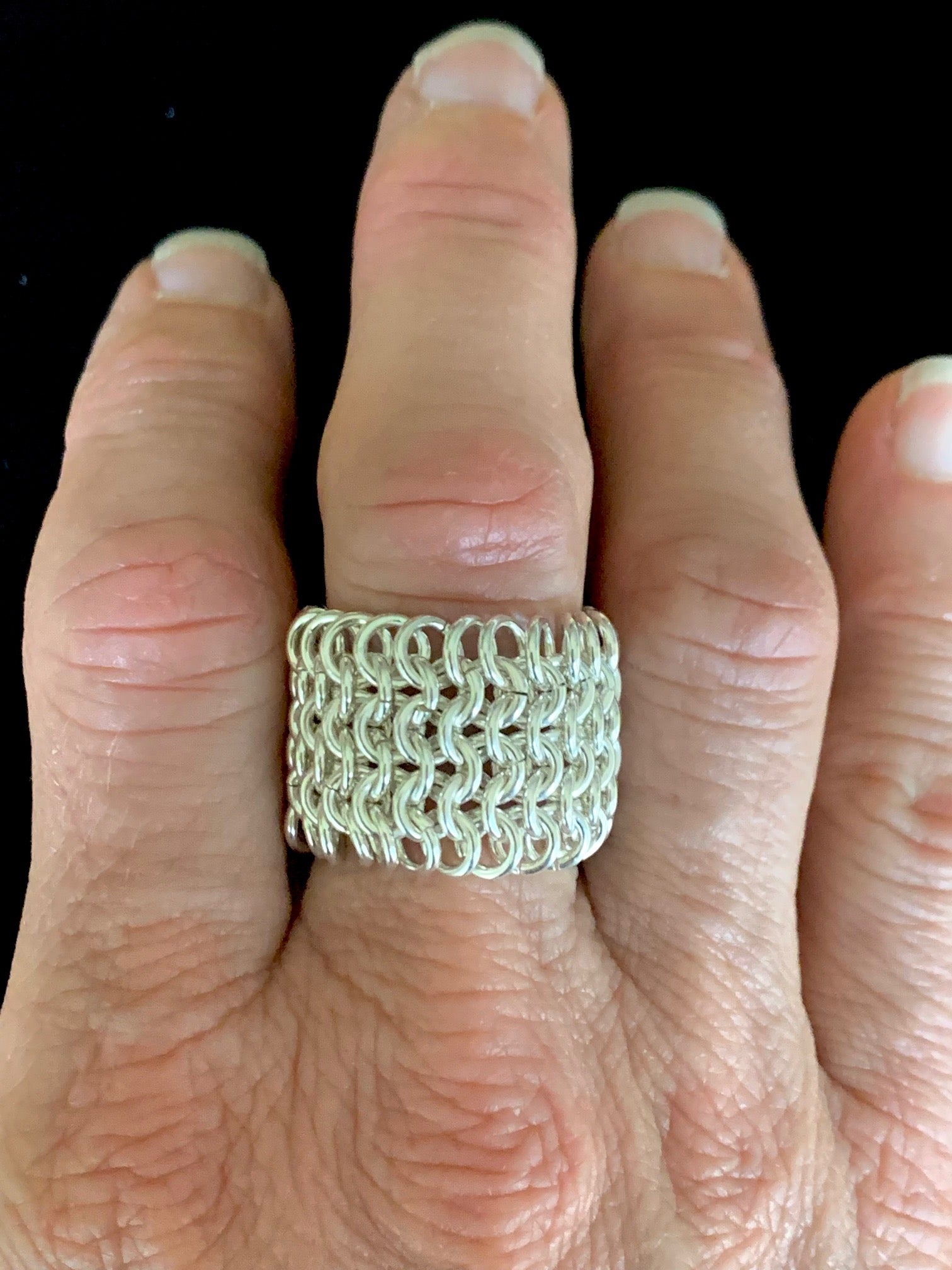 Sterling Silver Chainmail Ring – DC Designs Jewelry
