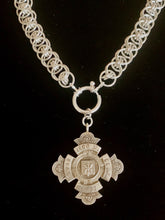 Load image into Gallery viewer, Vintage Running Sports Medal/Pendant on Sterling Silver Helms Weave Chainmail

