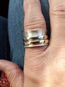 Custom Sterling Silver Spinner Ring with Wedding Bands